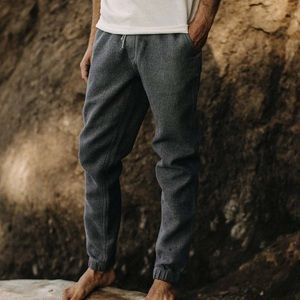 Taylor Stitch Blue/Gray Charcoal Apres Pant Waffle Sweat Pants Medium